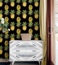 Load image into Gallery viewer, Pineapple Wallpaper. Pink, Purple, or Black Color Peel and Stick Wall Mural. #6538
