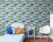 Cargar imagen en el visor de la galería, Underwater Fish Wallpaper. Colorful Tropical Fish Pattern Peel and Stick Wall Mural. #6540
