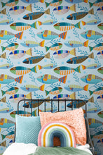 Cargar imagen en el visor de la galería, Underwater Fish Wallpaper. Colorful Tropical Fish Pattern Peel and Stick Wall Mural. #6540
