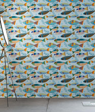 Cargar imagen en el visor de la galería, Underwater Fish Wallpaper. Colorful Tropical Fish Pattern Peel and Stick Wall Mural. #6540
