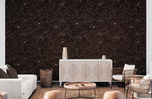 Load image into Gallery viewer, Dark Brown Wallpaper. Chinoiserie Flower Pattern Wallpaper. #6557
