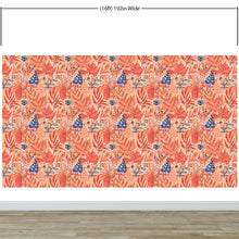 Cargar imagen en el visor de la galería, Fern Botanical Wallpaper. Colorful Orange Wall Mural. #6558
