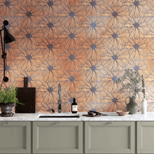 Load image into Gallery viewer, Flower Wallpaper - Botanical Wallpaper - Wildflower Nature Pattern - Floral Peel and Stick Wall Mural. Peach Color Blossom Flower Mural. #6559
