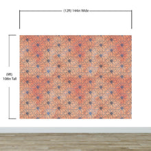 Load image into Gallery viewer, Flower Wallpaper - Botanical Wallpaper - Wildflower Nature Pattern - Floral Peel and Stick Wall Mural. Peach Color Blossom Flower Mural. #6559
