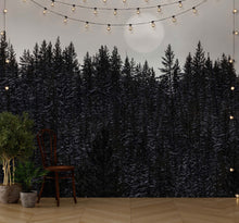 Load image into Gallery viewer, Foggy Forest Wall Mural. Peel and Stick Wallpaper. Monotone Grey Nature Wallpaper. Rain Forest Wall Mural. #6560
