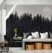 Load image into Gallery viewer, Foggy Forest Wall Mural. Peel and Stick Wallpaper. Monotone Grey Nature Wallpaper. Rain Forest Wall Mural. #6560
