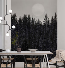 Cargar imagen en el visor de la galería, Foggy Forest Wall Mural. Peel and Stick Wallpaper. Monotone Grey Nature Wallpaper. Rain Forest Wall Mural. #6560
