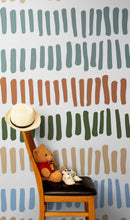 Cargar imagen en el visor de la galería, Minimalist Boho Wallpaper Peel and Stick Mural. Pastel Color Brush Strokes Stripes Pattern Design. #6568
