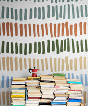 Cargar imagen en el visor de la galería, Minimalist Boho Wallpaper Peel and Stick Mural. Pastel Color Brush Strokes Stripes Pattern Design. #6568
