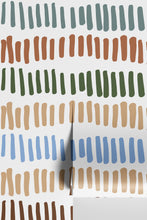 Cargar imagen en el visor de la galería, Minimalist Boho Wallpaper Peel and Stick Mural. Pastel Color Brush Strokes Stripes Pattern Design. #6568
