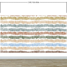 Load image into Gallery viewer, Minimalist Boho Wallpaper Peel and Stick Mural. Pastel Color Brush Strokes Stripes Pattern Design. #6568
