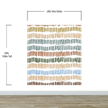 Load image into Gallery viewer, Minimalist Boho Wallpaper Peel and Stick Mural. Pastel Color Brush Strokes Stripes Pattern Design. #6568
