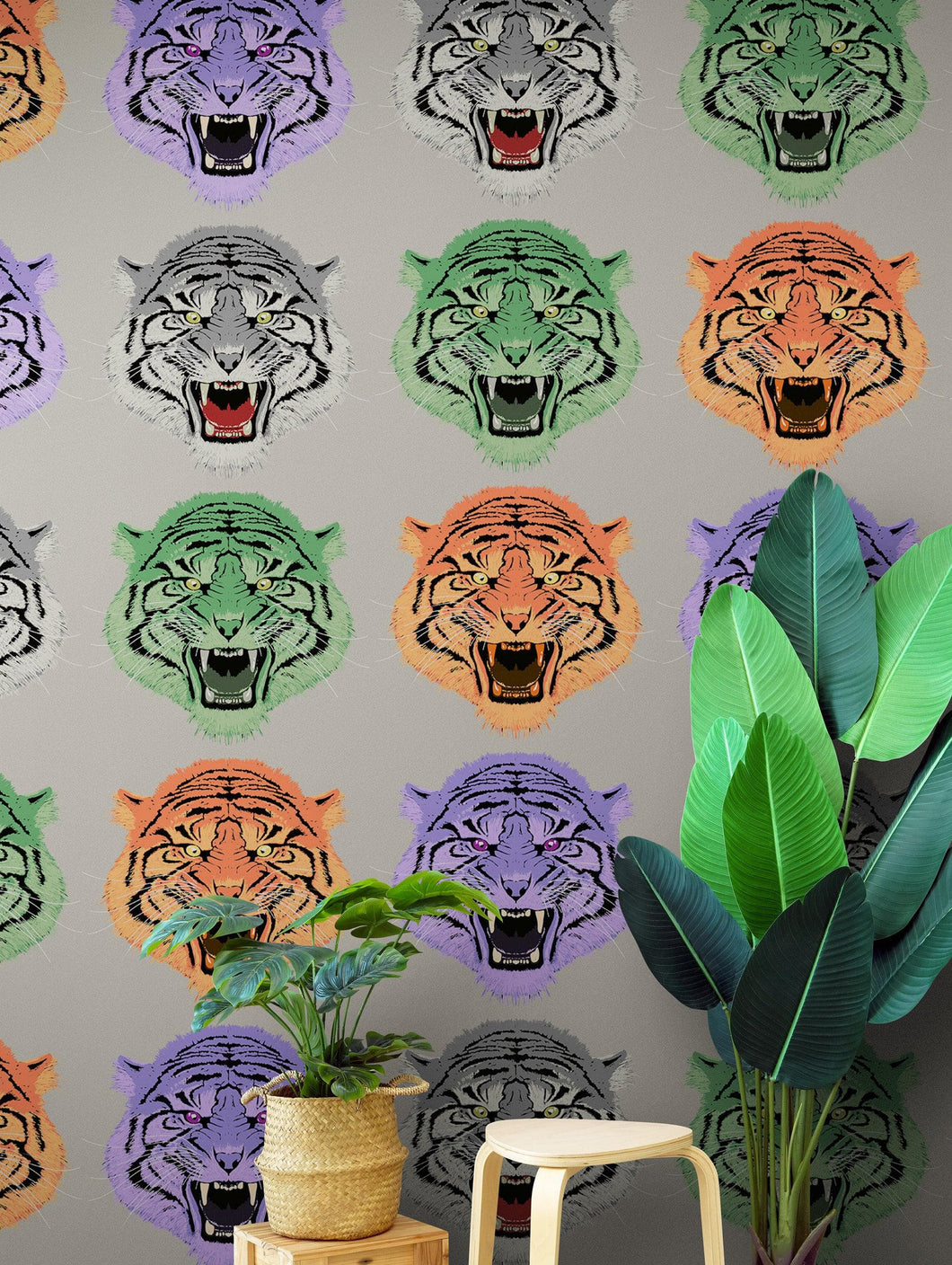 Asian Tiger Wallpaper Peel and Stick Wall Mural. #6573