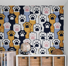 Cargar imagen en el visor de la galería, Cat Paws Pattern Wallpaper - Adorable Decor for Kid&#39;s and Nursery Rooms #6576
