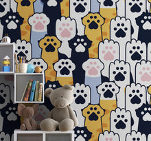 Cargar imagen en el visor de la galería, Cat Paws Pattern Wallpaper - Adorable Decor for Kid&#39;s and Nursery Rooms #6576
