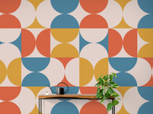 Load image into Gallery viewer, Retro Circle Geometric Wallpaper Peel and Stick Mural. Groovy Shape Patterns Mid Century Modern Retro Design. #6578
