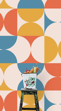 Load image into Gallery viewer, Retro Circle Geometric Wallpaper Peel and Stick Mural. Groovy Shape Patterns Mid Century Modern Retro Design. #6578
