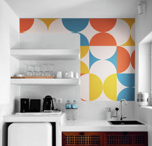 Load image into Gallery viewer, Retro Circle Geometric Wallpaper Peel and Stick Mural. Groovy Shape Patterns Mid Century Modern Retro Design. #6578
