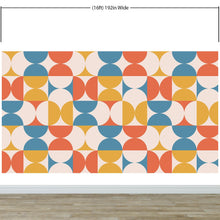 Carregar imagem no visualizador da galeria, Retro Circle Geometric Wallpaper Peel and Stick Mural. Groovy Shape Patterns Mid Century Modern Retro Design. #6578
