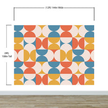 Load image into Gallery viewer, Retro Circle Geometric Wallpaper Peel and Stick Mural. Groovy Shape Patterns Mid Century Modern Retro Design. #6578
