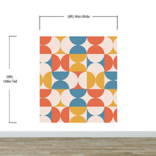 Load image into Gallery viewer, Retro Circle Geometric Wallpaper Peel and Stick Mural. Groovy Shape Patterns Mid Century Modern Retro Design. #6578
