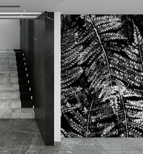 Load image into Gallery viewer, Black and White Fern Botanical Wallpaper. Peel and Stick Mural. #6579
