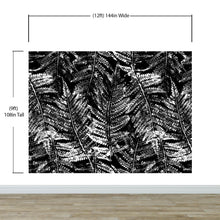 Load image into Gallery viewer, Black and White Fern Botanical Wallpaper. Peel and Stick Mural. #6579
