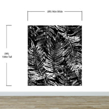 Cargar imagen en el visor de la galería, Black and White Fern Botanical Wallpaper. Peel and Stick Mural. #6579
