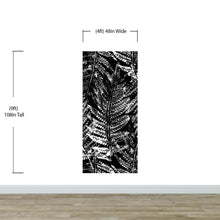 Cargar imagen en el visor de la galería, Black and White Fern Botanical Wallpaper. Peel and Stick Mural. #6579
