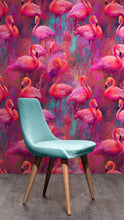 Load image into Gallery viewer, Bright Pink Flamingos Wallpaper - Modern Miami Vibes, Tropical Home Decor #6581
