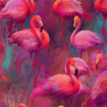 Cargar imagen en el visor de la galería, Bright Pink Flamingos Wallpaper - Modern Miami Vibes, Tropical Home Decor #6581
