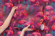 Cargar imagen en el visor de la galería, Bright Pink Flamingos Wallpaper - Modern Miami Vibes, Tropical Home Decor #6581
