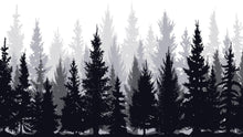 Load image into Gallery viewer, Black and White Pine Tree Forest Wallpaper. #6594
