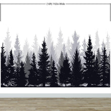 Cargar imagen en el visor de la galería, Black and White Pine Tree Forest Wallpaper. #6594
