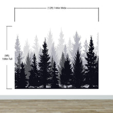 Cargar imagen en el visor de la galería, Black and White Pine Tree Forest Wallpaper. #6594
