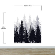 Load image into Gallery viewer, Black and White Pine Tree Forest Wallpaper. #6594
