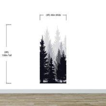 Cargar imagen en el visor de la galería, Black and White Pine Tree Forest Wallpaper. #6594
