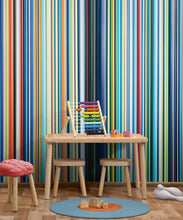 Load image into Gallery viewer, Vertical Line Color Stripes Wallpaper. Bright Rainbow Color Lines Wall Mural. #6597
