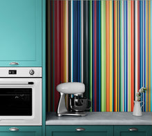 Load image into Gallery viewer, Vertical Line Color Stripes Wallpaper. Bright Rainbow Color Lines Wall Mural. #6597
