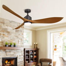 Load image into Gallery viewer, 66&quot; Misael Propeller Industrial DC Motor Downrod Mount Reversible Ceiling Fan with LED Lighting and Remote Control
