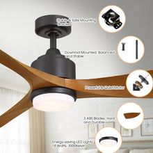 Carregar imagem no visualizador da galeria, 66&quot; Misael Propeller Industrial DC Motor Downrod Mount Reversible Ceiling Fan with LED Lighting and Remote Control
