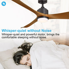 Load image into Gallery viewer, 66&quot; Misael Propeller Industrial DC Motor Downrod Mount Reversible Ceiling Fan with LED Lighting and Remote Control
