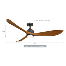 Carregar imagem no visualizador da galeria, 66&quot; Misael Propeller Industrial DC Motor Downrod Mount Reversible Ceiling Fan with LED Lighting and Remote Control
