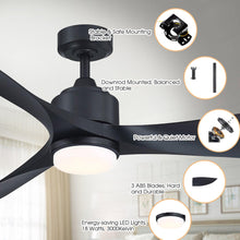 Carregar imagem no visualizador da galeria, 66&quot; Misael Propeller Industrial DC Motor Downrod Mount Reversible Ceiling Fan with LED Lighting and Remote Control
