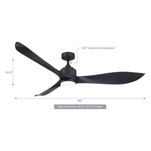 Load image into Gallery viewer, 66&quot; Misael Propeller Industrial DC Motor Downrod Mount Reversible Ceiling Fan with LED Lighting and Remote Control
