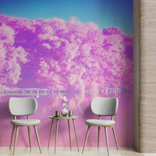 Load image into Gallery viewer, Tranquil Park Scene Wallpaper - Pink Pastel with Trees and Lake Wall Mural #6601
