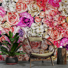 Load image into Gallery viewer, Vibrant Floral Bliss Wallpaper Mural - Colorful Roses and Flower Arrangements #6602
