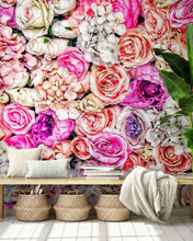 Load image into Gallery viewer, Vibrant Floral Bliss Wallpaper Mural - Colorful Roses and Flower Arrangements #6602
