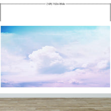 Load image into Gallery viewer, Pastel Sky and Clouds Kids Wallpaper Mural - Dreamy Nursery Peel and Stick Wallpaper. #6605
