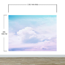 Load image into Gallery viewer, Pastel Sky and Clouds Kids Wallpaper Mural - Dreamy Nursery Peel and Stick Wallpaper. #6605
